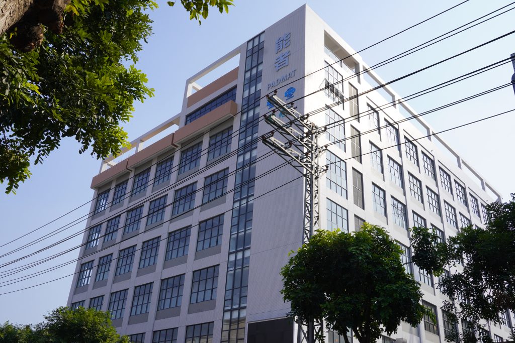 Exterior of professional mouse pad manufacturer’s modern industrial building.