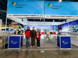Padmat Rubber team at CES 2026 Las Vegas showcasing OEM custom mouse pads and rubber mats at booth 35925