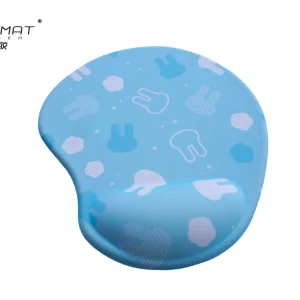 PADMAT Cute Bunny Pattern Ergonomic Memory Foam Wrist Rest, Light Blue Hand Support for Office Gaming